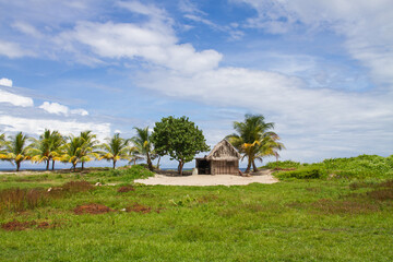 Casa tradicional de los ind&iacute;genas Garifonas en Honduras