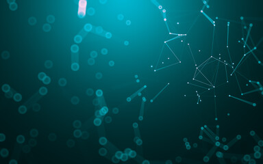Abstract background. Molecules technology with polygonal shapes, connecting dots and lines....