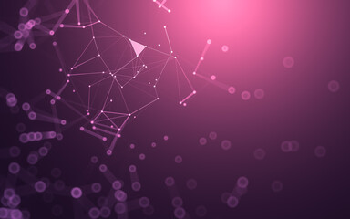 Abstract background. Molecules technology with polygonal shapes, connecting dots and lines. Connection structure. Big data visualization.