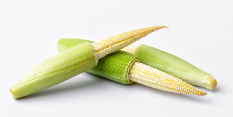 small baby corn on white background