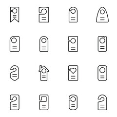 Door hanger icon set. Simple hotel door hanger outline icon sign concept. vector illustration. 