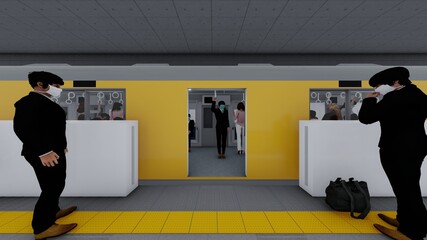 電車 ホーム ドア開く 人有り イラスト75 Wall Mural 啓文 佐々木 電車 ホーム ドア開く 人有り イラスト75 Wall Mural 啓文 佐々木