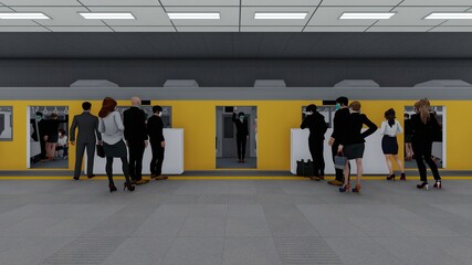 電車 ホーム ドア開く 人有り イラスト75 Wall Mural 啓文 佐々木 電車 ホーム ドア開く 人有り イラスト75 Wall Mural 啓文 佐々木