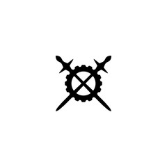 Obraz premium black sword gear minimalist design logo