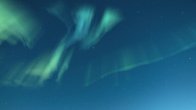Aurora In Starry Blue Night Sky Loop