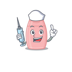 Baby cream humble nurse mascot design with a syringe