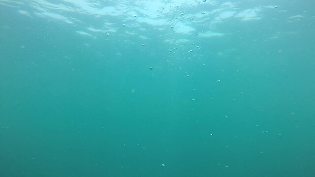 Slow motion bubbles underwater 