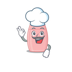 Talented baby cream chef cartoon drawing wearing chef hat