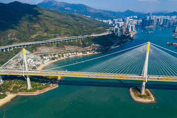 Top view of Ting Kau bridge