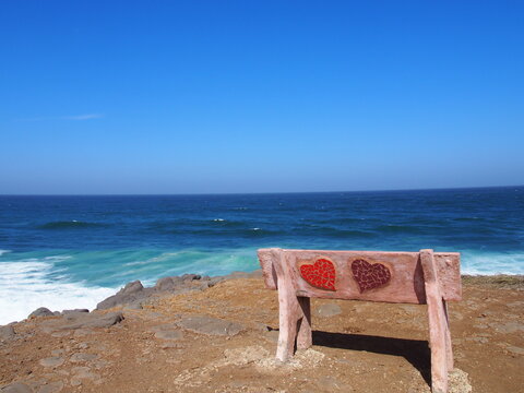 A bench with a heart design, NGor Island, Dakar, Senegal