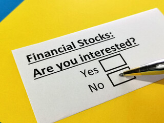 Fototapeta premium Questionnaire about stock investment
