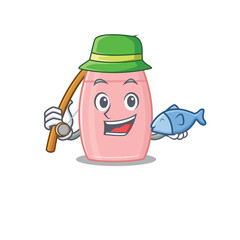 Cartoon design style of baby cream goes to fishing