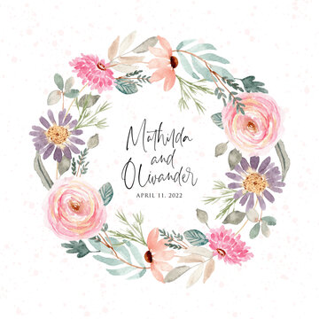 Beautiful Soft Watercolor Floral Wreath