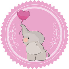 Card cute elephant illustration sticker drawing