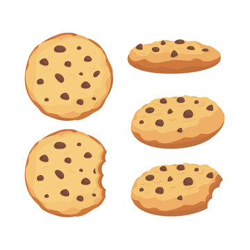 Chocolate chips cookies vector pack illustration