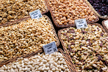 Baskets of nuts for sale