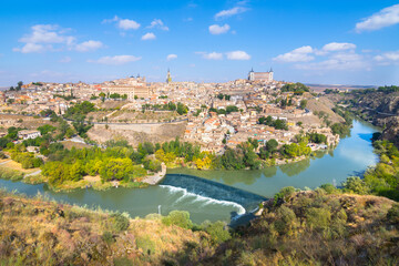 Fototapeta na wymiar Panoramic view of Toledo city from Mirador del Valle viewpoint - Toledo, Spain
