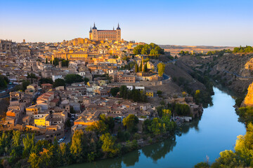 Fototapeta na wymiar Beautiful sunset in Toledo city from Mirador del Valle viewpoint - Toledo, Spain