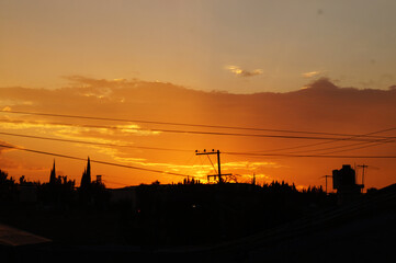 sunset in the city