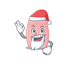 cartoon character of baby cream Santa having cute ok finger