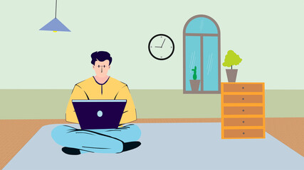 Internet education concept. Smart student learning from home at the time of quarantine.