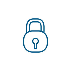 Lock Line Blue Icon On White Background. Blue Flat Style Vector Illustration