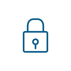 Lock Line Blue Icon On White Background. Blue Flat Style Vector Illustration