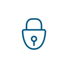 Lock Line Blue Icon On White Background. Blue Flat Style Vector Illustration
