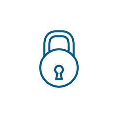 Lock Line Blue Icon On White Background. Blue Flat Style Vector Illustration