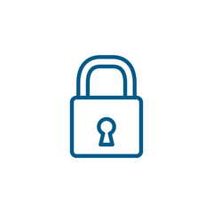 Lock Line Blue Icon On White Background. Blue Flat Style Vector Illustration