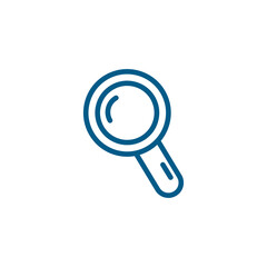 Magnifying Glass Line Blue Icon On White Background. Blue Flat Style Vector Illustration
