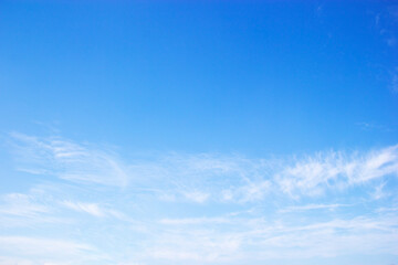 Fantastic soft white clouds against blue sky and copy space.