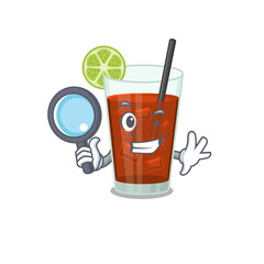 cartoon picture of cuba libre cocktail Detective using tools