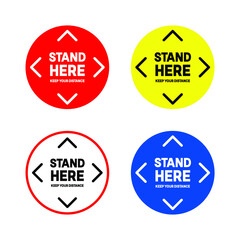 Please Stand Here - Keep Distance - Floor Sticker to protect from Coronavirus COVID-19