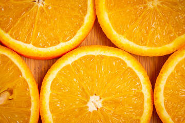 Top view of sliced oranges which is good in vitamin c. Immunity boosting food.