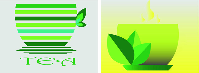 Tea cup logo design, vector 