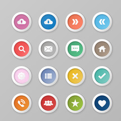 Vector set web icon.Colorful round buttons.