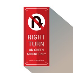 Fototapeta premium right turn on green arrow only