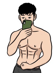 Fototapeta premium cartoon sexy man on white background