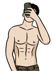 Fototapeta premium cartoon sexy man on white background