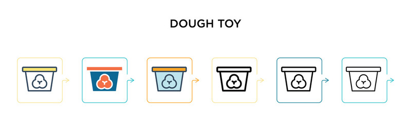 Dough toy vector icon in 6 different modern styles. Black, two colored dough toy icons designed in filled, outline, line and stroke style. Vector illustration can be used for web, mobile, ui