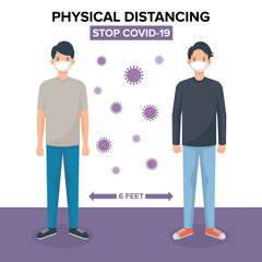 Physical distancing vector illustration coronavirus prevention
