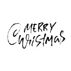 Hand drawn phrase Merry Christmas. Modern dry brush lettering design. Vector typography vector illustration.