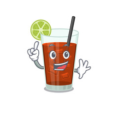 Cuba libre cocktail caricature design style with one finger gesture