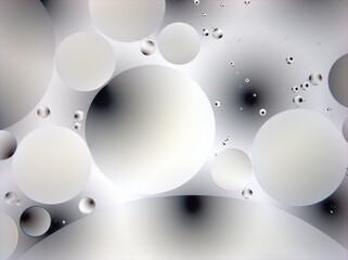 Beautiful white and black bubbles oil with shiny and gray color ,droplets macro image ,abstract background ,wallpaper	