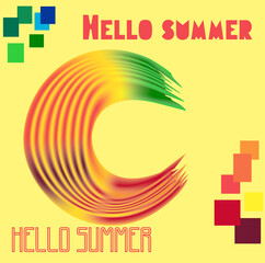 abstract vector brush background with rainbow Hello Summer