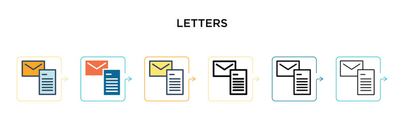 Letters vector icon in 6 different modern styles. Black, two colored letters icons designed in filled, outline, line and stroke style. Vector illustration can be used for web, mobile, ui