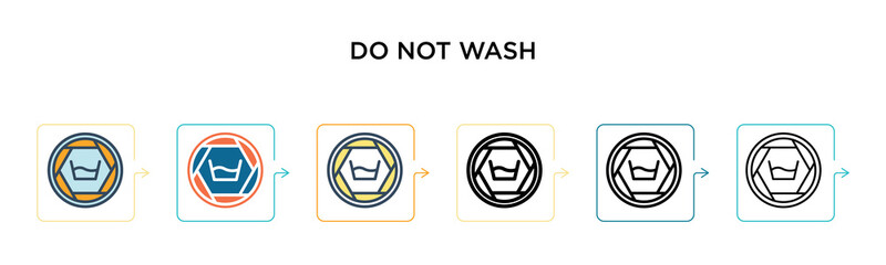 Do not wash vector icon in 6 different modern styles. Black, two colored do not wash icons designed in filled, outline, line and stroke style. Vector illustration can be used for web, mobile, ui