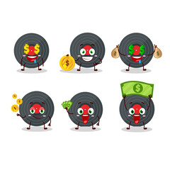 Vynil record cartoon character with cute emoticon bring money