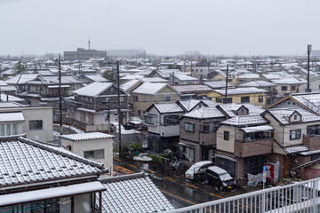 Obraz premium Snowy townscape of western Tokyo